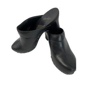 Dansko Womens Black Leather Studded Clogs Size 10 8774